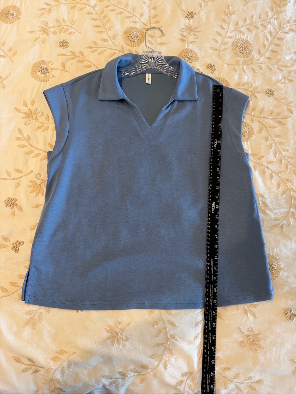 Light Blue Collared Top and Drawstring Skort Set - Picture 3 of 5